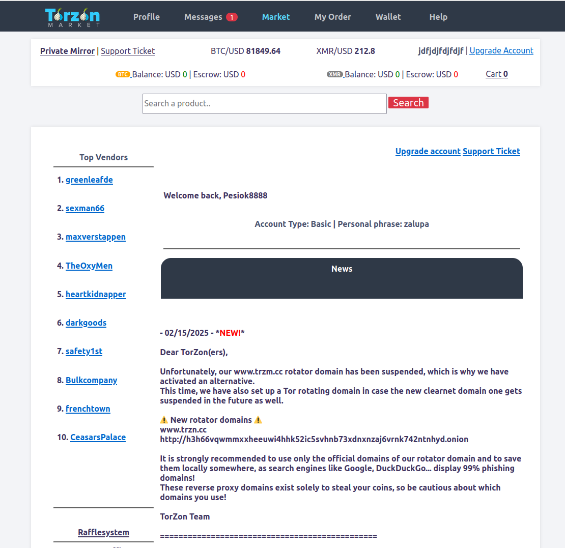 TorZon Market Anonymous Identity Protection