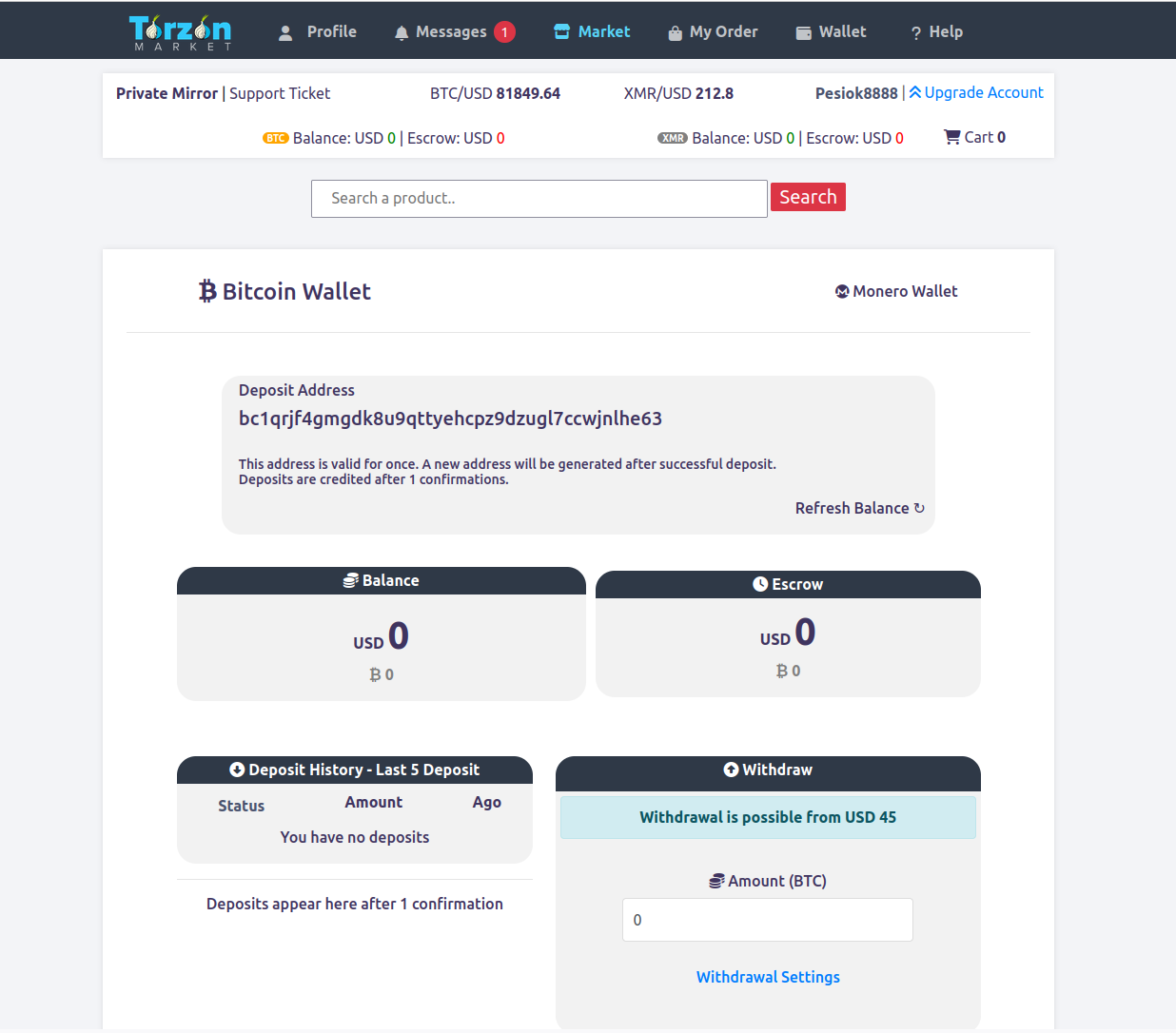 TorZon Market Encrypted Wallet